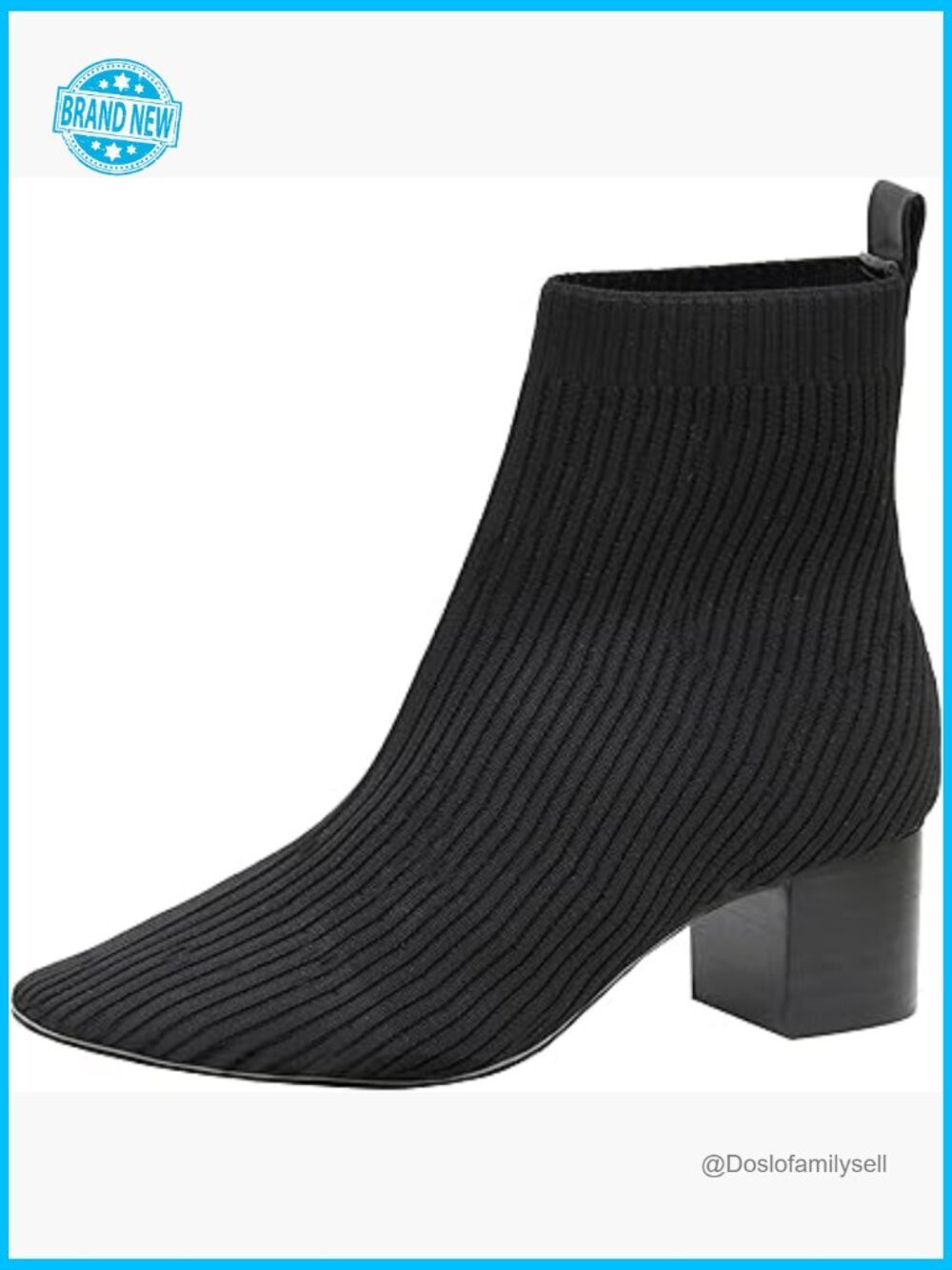 Stretch Knit Sock Booties Block Heel Women's Ankle Boots Memory Foam